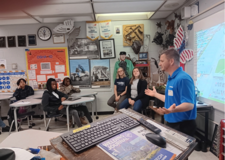  Ryan Foster from Liebherr Visits CCAP's Welding Class 